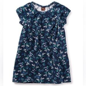Tea Collection Navy Blue Emilia Floral Flower Corduroy Pocket Dress Girls Size 7